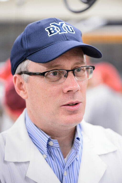 Scott Rankin, UW-Madison professor of food science, talks with participants during the second of a three-day, ice cream-making workshop