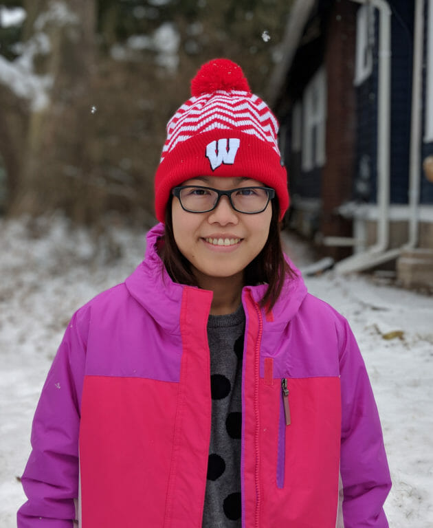 Portrait of Professor Tu-Anh Huynh with snow