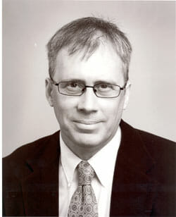 Black and white photo of professor and chair, Scott Rankin